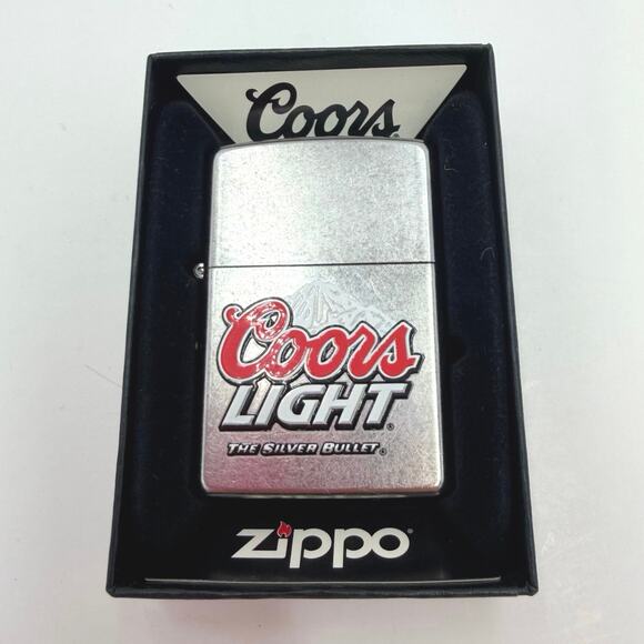 Coors Light The Silver Bullet Chrome Zippo Lighter Made in USA Original Box - Picture 1 of 8